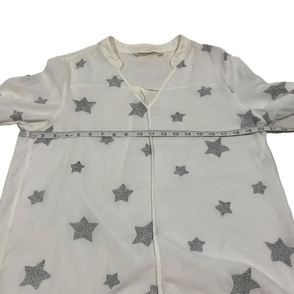 Soft Surroundings Star Embroidered Tunic Roll Tab Sleeves Top Size M - Picture 9 of 10